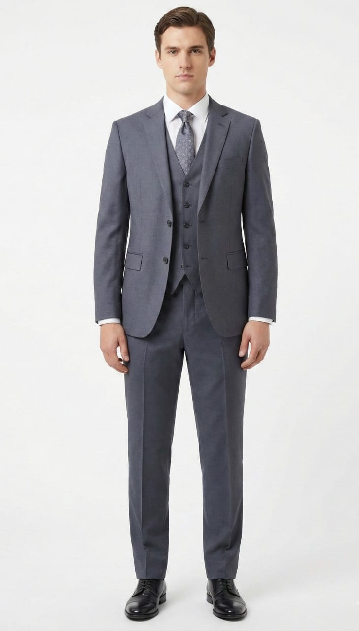 Executive Steel Blue-Grey Suit | Tailored 3-Piece Set-suits-VogueNThreads