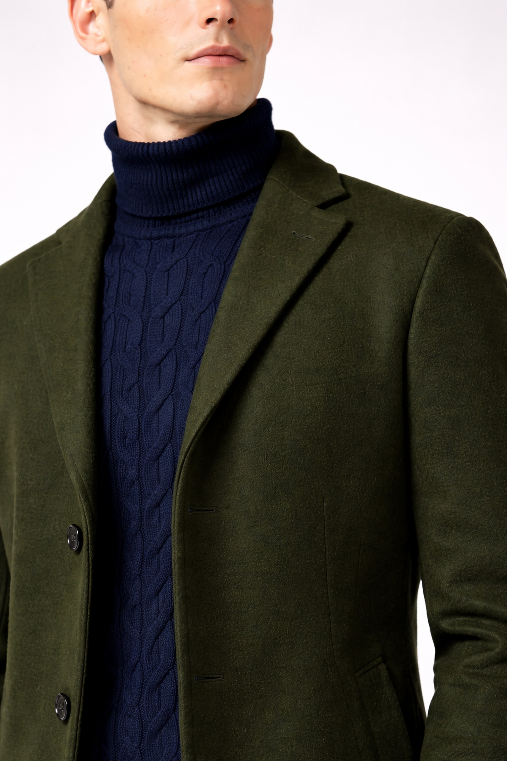 Forest Green Wool Blend Overcoat – Slim Fit-coat & Jackets-VogueNThreads