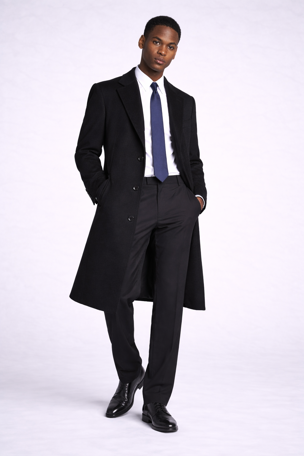 Men Black Long coat - Tailored Fit-coat & Jackets-VogueNThreads