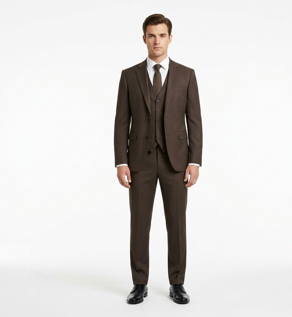 Roasted Espresso Twill – Executive 3-Piece Suit-suits-VogueNThreads