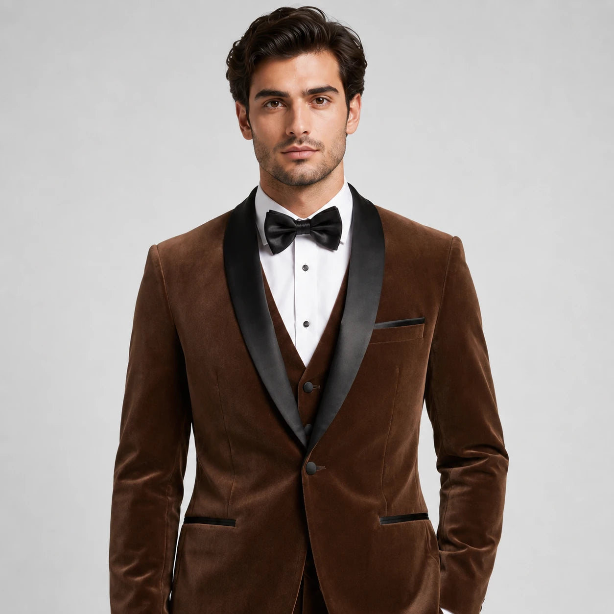 Rust Velvet Tuxedo – 3-Piece Occasion Tailoring | VogueNThreads