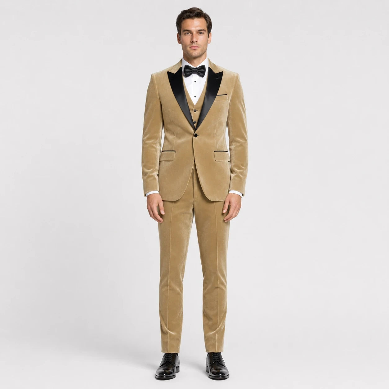 Sand Velvet Tuxedo – 3-Piece Tailored Fit | VogueNThreads