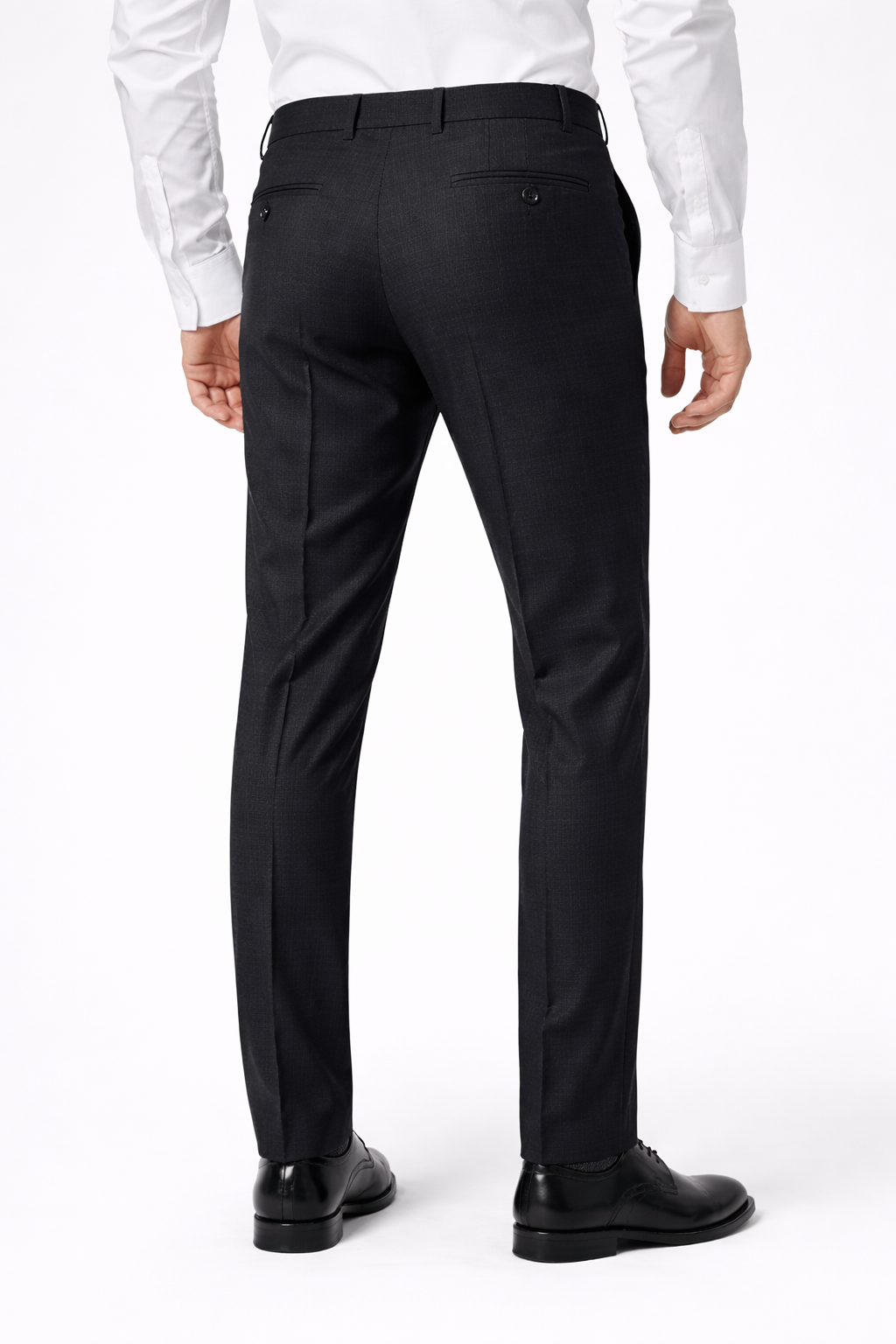 Slim Fit Black Texture Stretch Trousers-Trousers-VogueNThreads