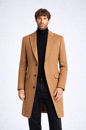 Slim Fit Brown Blend Overcoat-coat & Jackets-VogueNThreads
