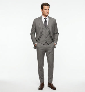 Steel Slate Twill – Executive 3-Piece Suit-suits-VogueNThreads