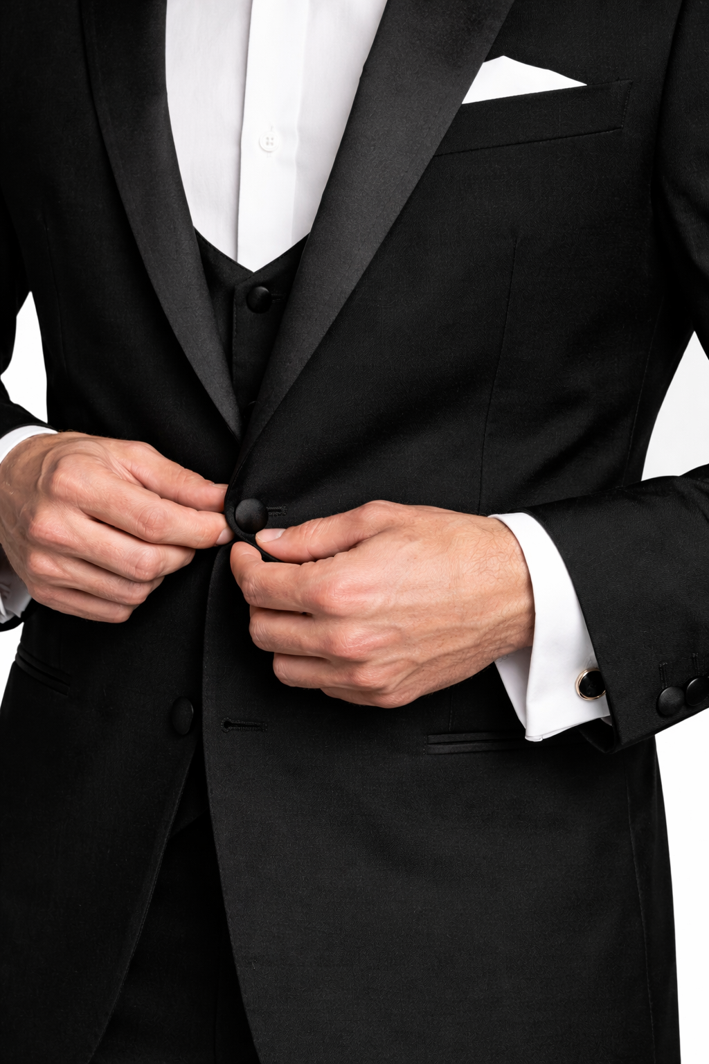 Tailored Fit Stretch Black Tuxedo-suits-VogueNThreads
