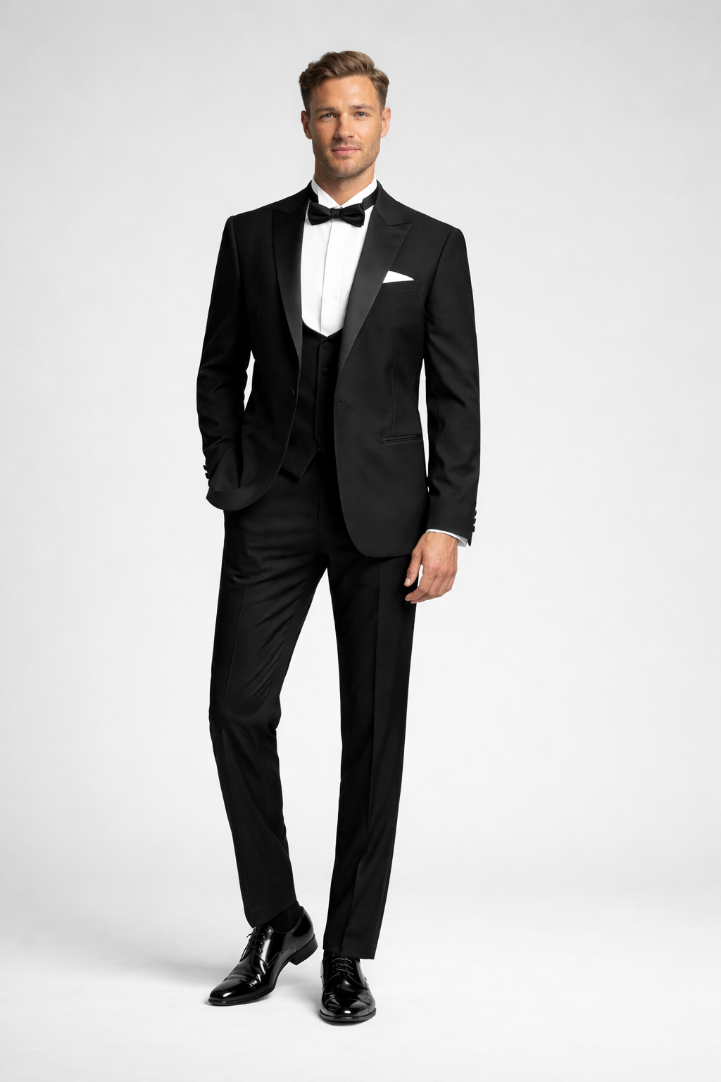 Tailored Fit Stretch Black Tuxedo-suits-VogueNThreads