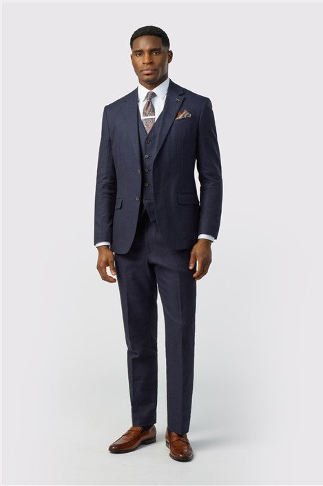 Ted Baker Tailored Fit Navy Linen suit-VogueNThreads