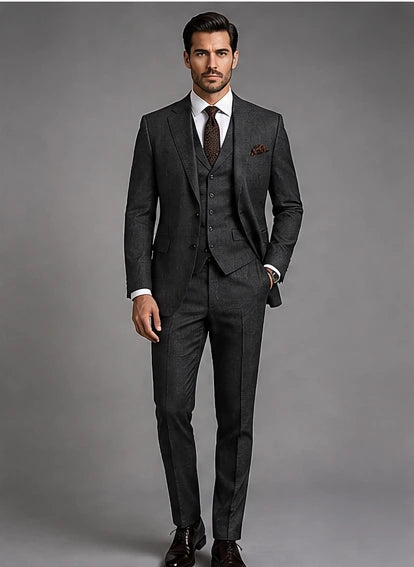 Luxury Charcoal Three Piece Suit for Men