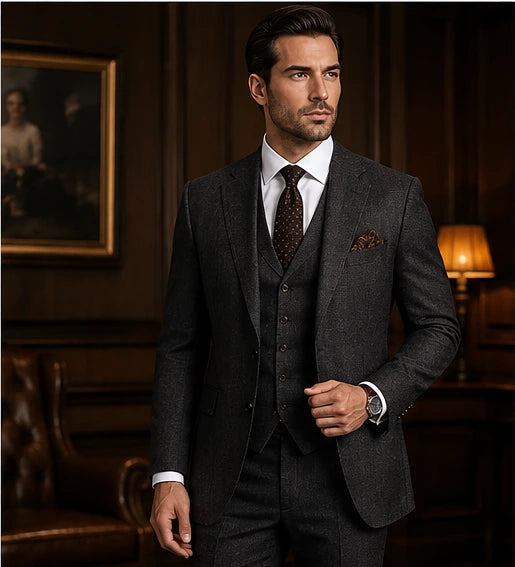 Luxury Charcoal Three Piece Suit for Men