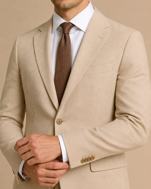 Beige Cotton Suit for Men-suits-VogueNThreads