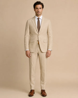 Beige Cotton Suit for Men-suits-VogueNThreads