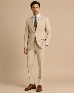 Beige Cotton Suit for Men-suits-VogueNThreads
