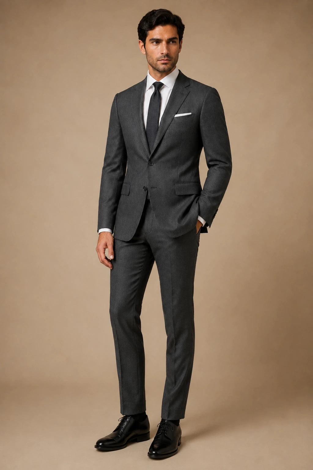 Premium Charcoal Wool Suit for Men
