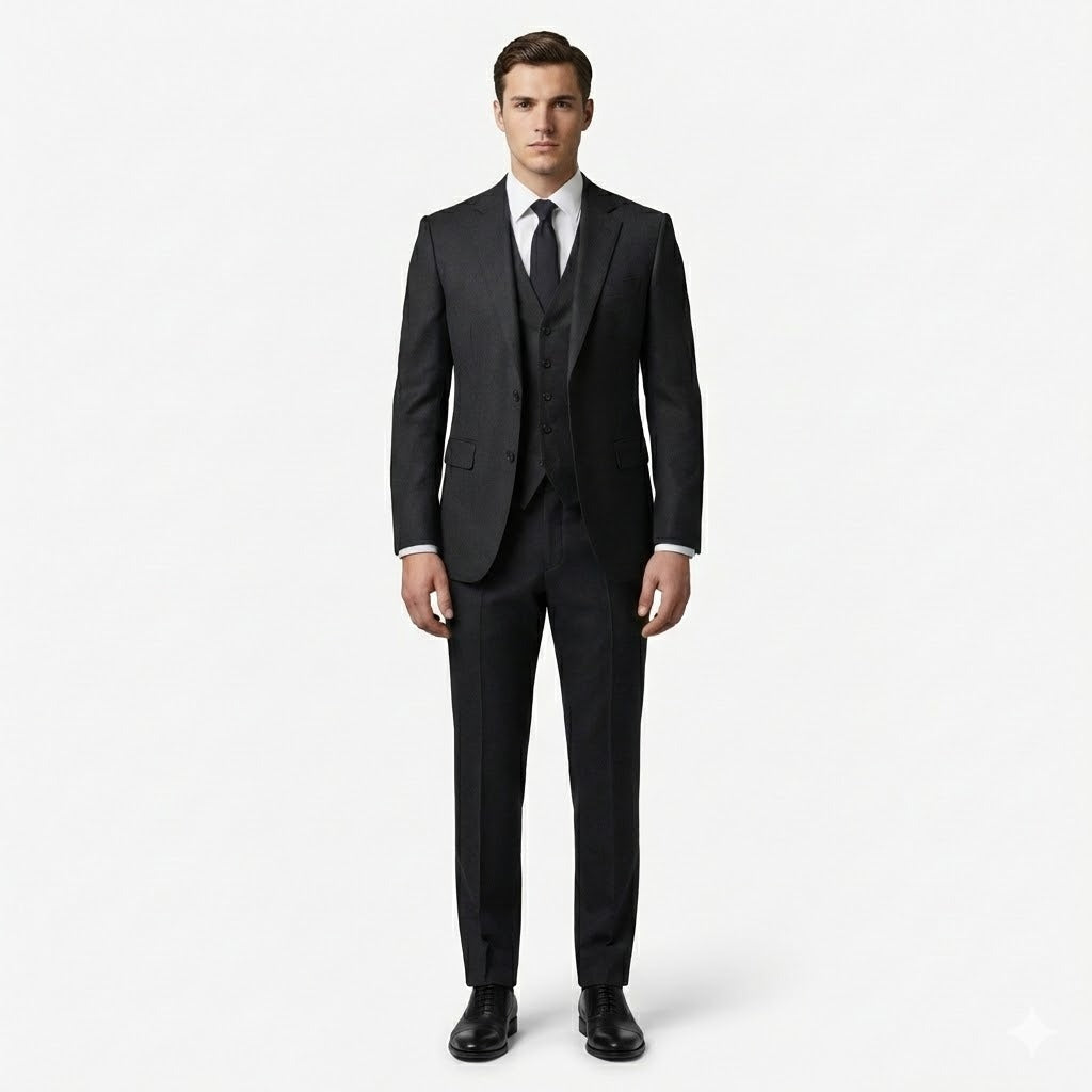 The Midnight Charcoal 3-Piece Suit | Premium Polyviscose Formal Set
