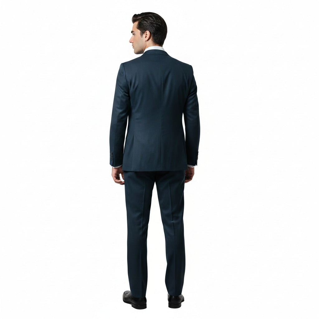 Deep Midnight Navy Twill – Premium 2-Piece Suit
