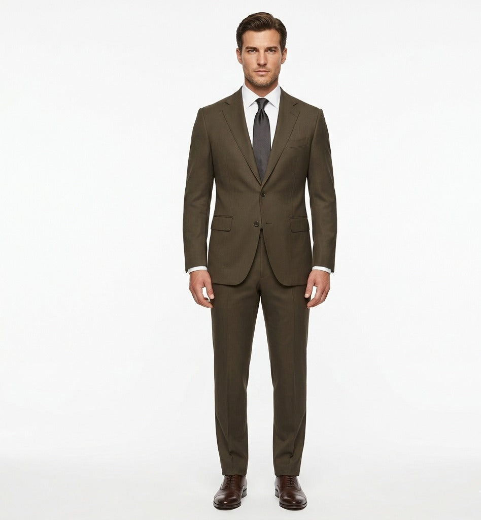 Roasted Espresso Twill – Premium 2-Piece Suit