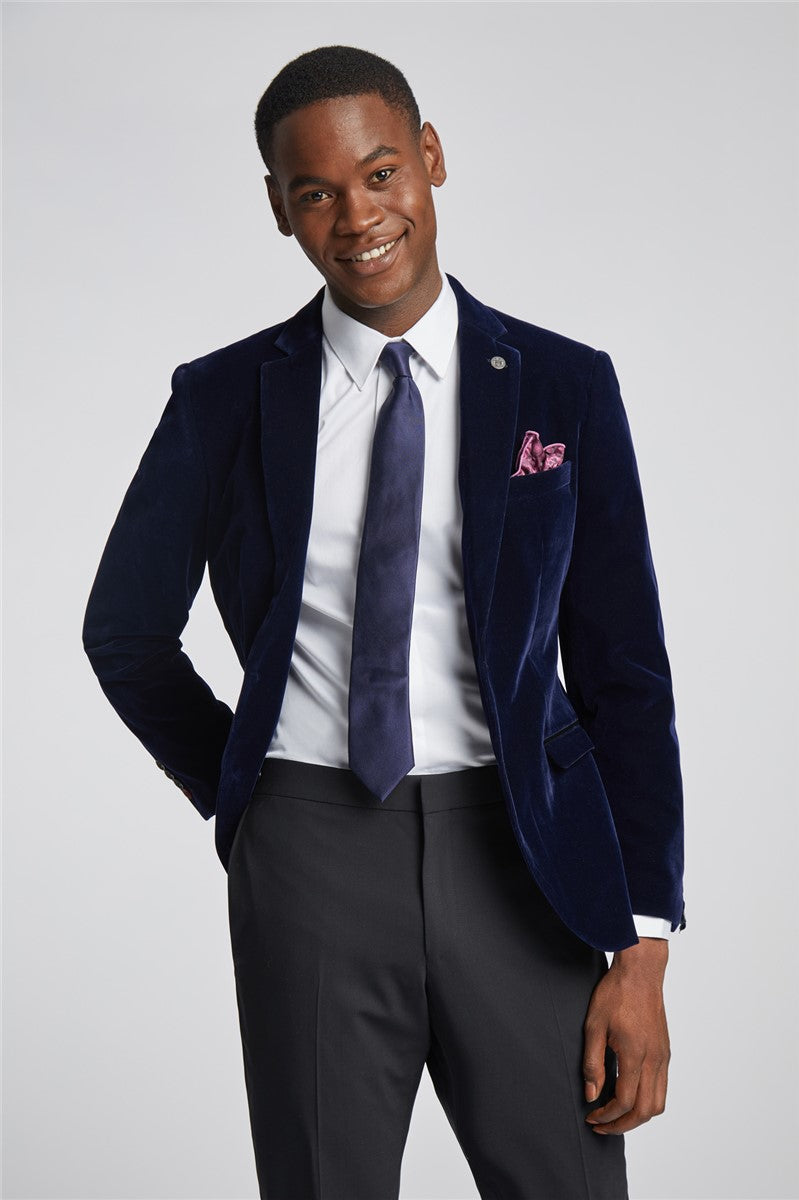 Marc Darcy Hudson Navy Velvet Suit Jacket