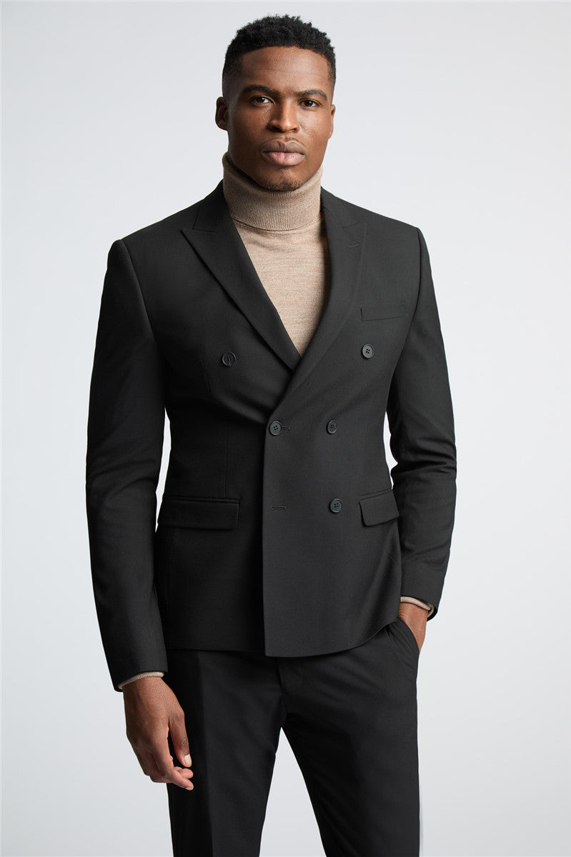 Limehaus Black Stretch Double Breasted Suit