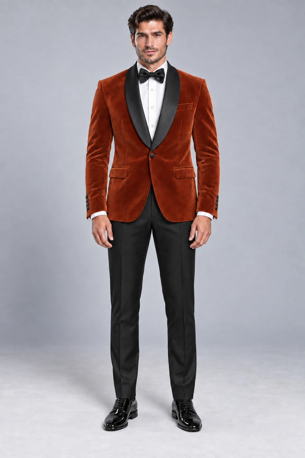 Men's Burnt Orange Velvet Two-Piece Dinner Suit