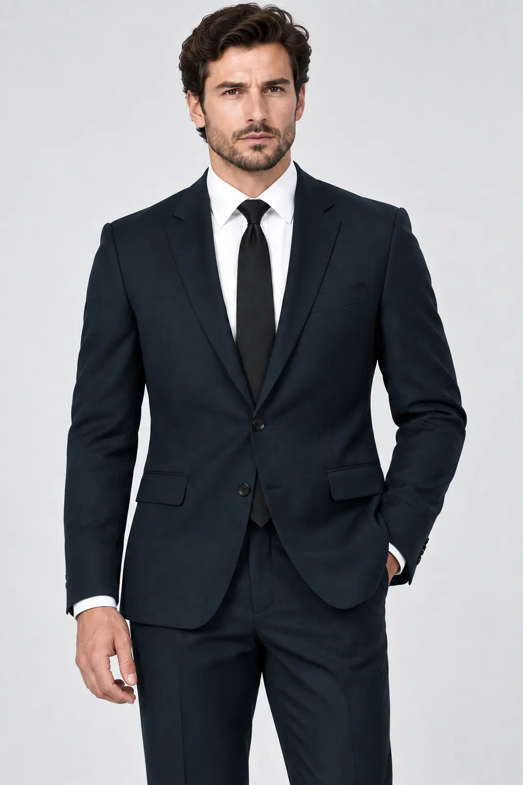 Deep Midnight Navy Twill – Premium 2-Piece Suit