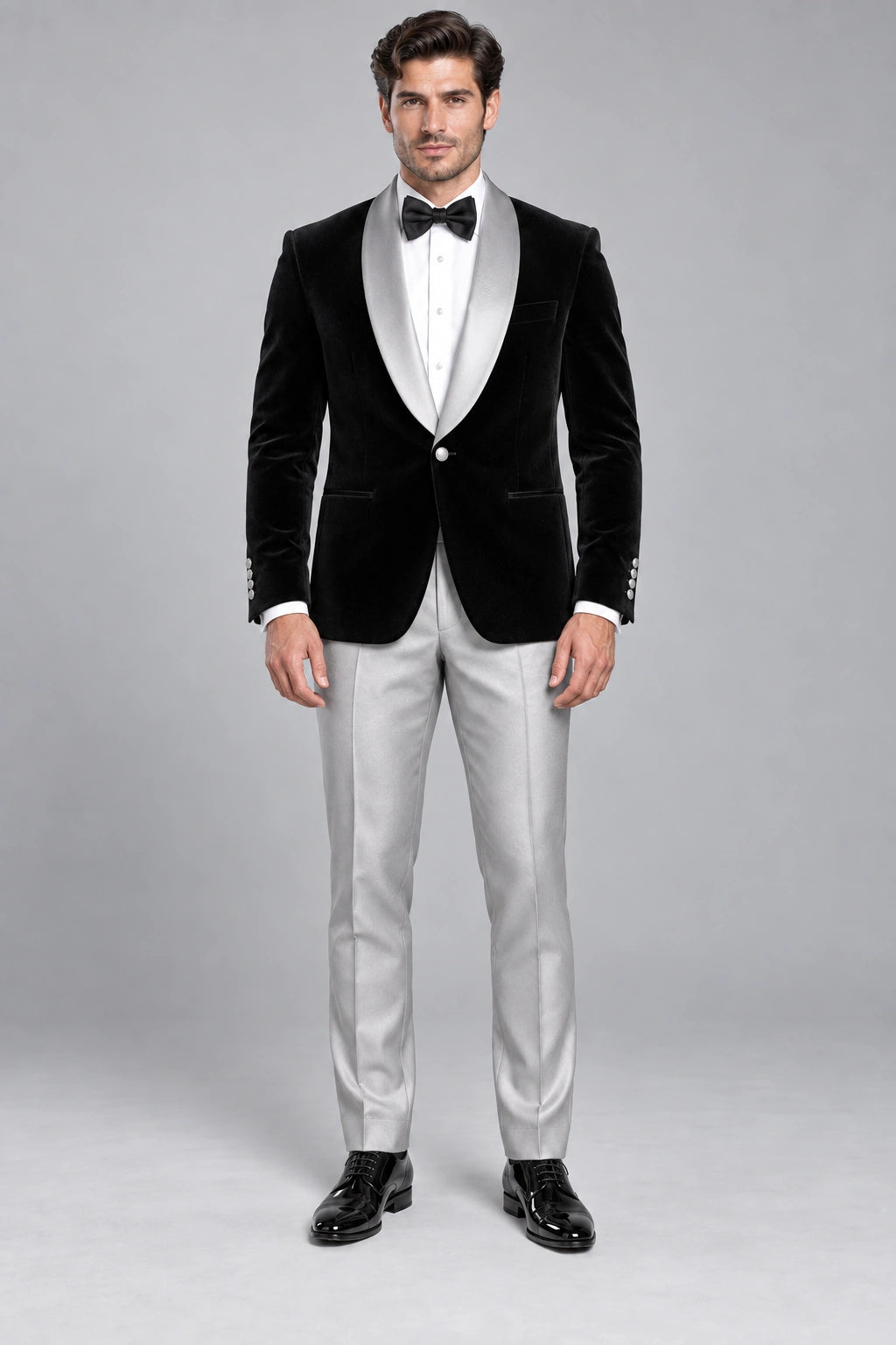 Men's Jet Black Velvet Two-Piece Dinner Suit