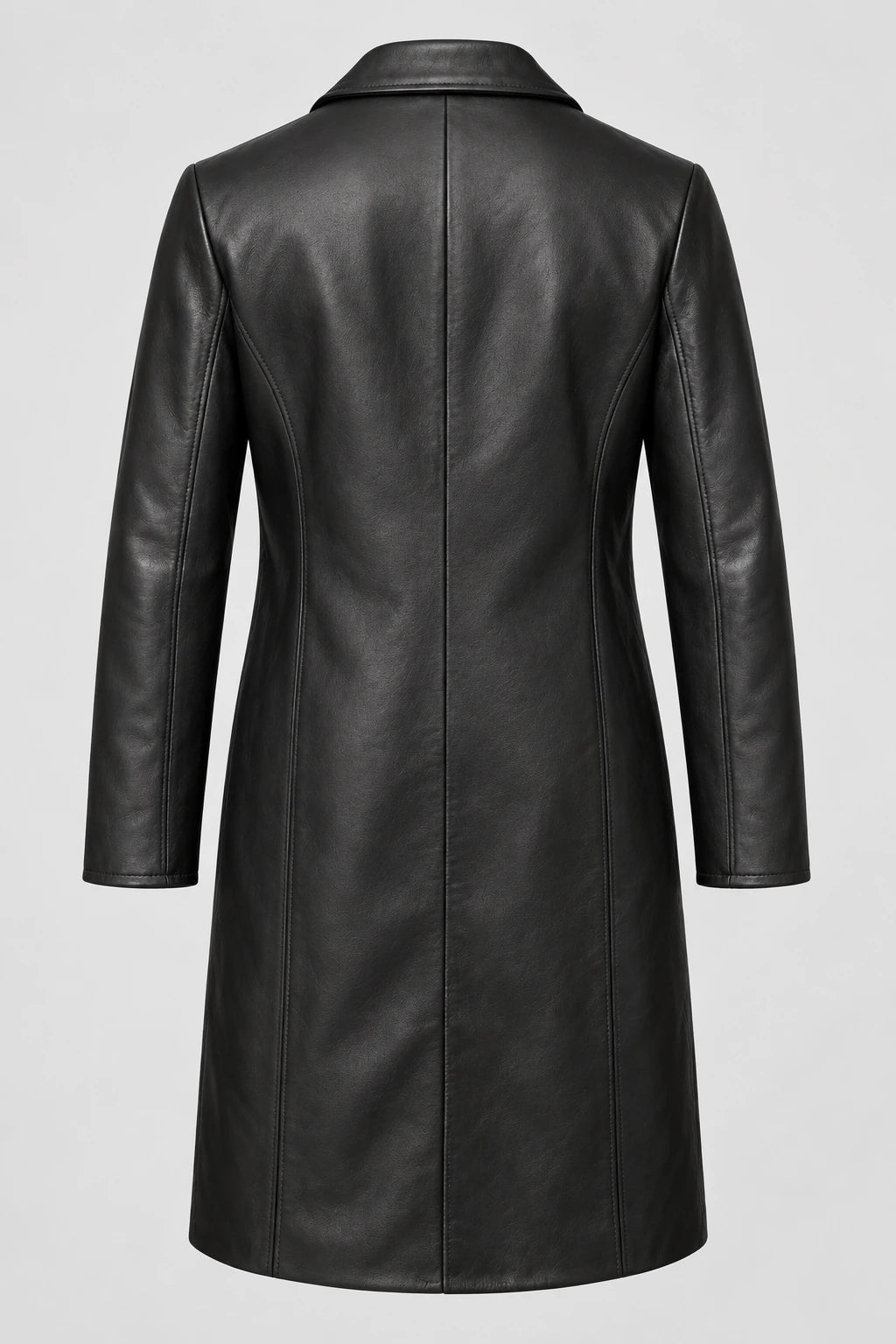Men's Long Black Leather Coat