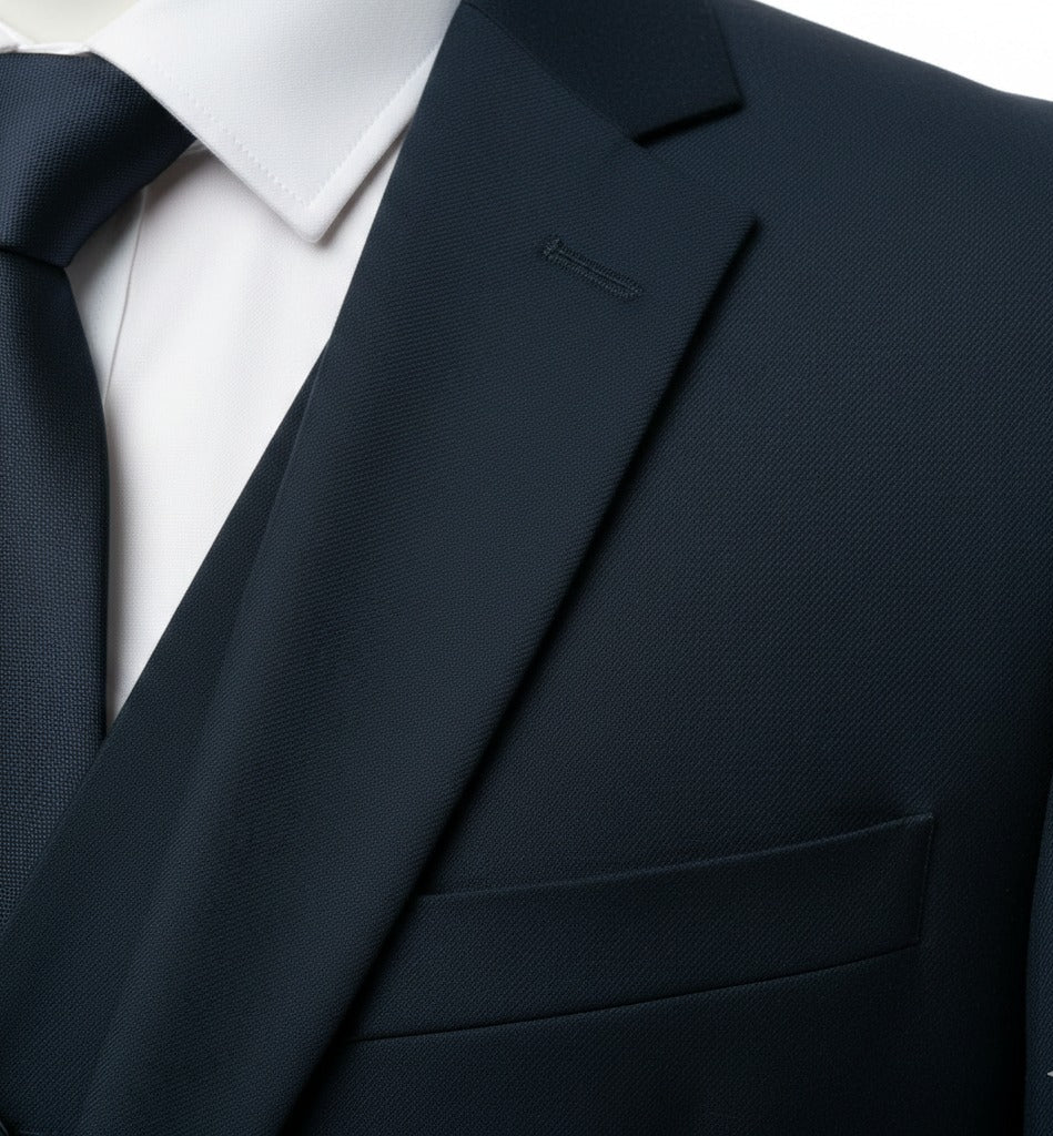 Deep Midnight Navy Twill – Executive 3-Piece Suit-suits-VogueNThreads