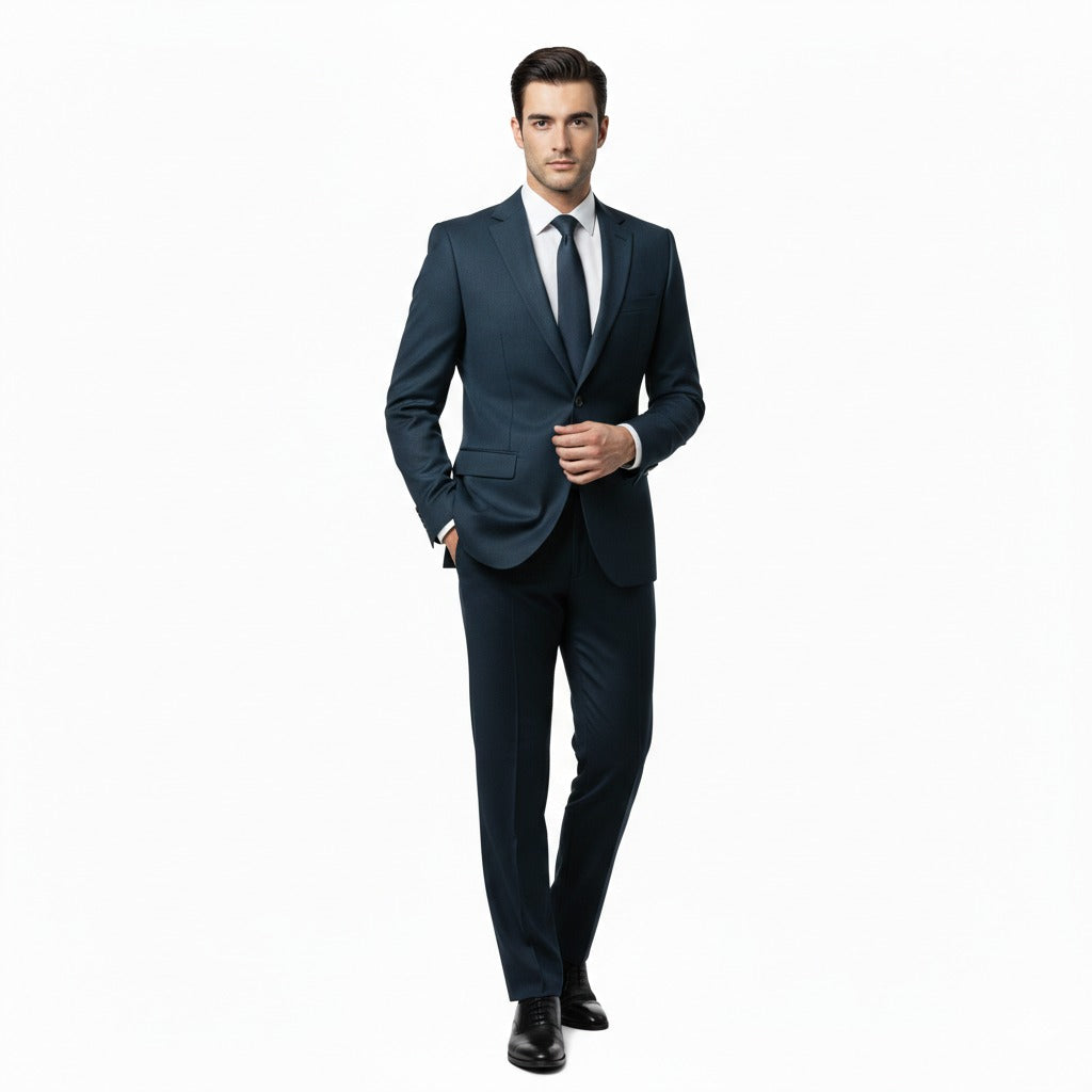 Deep Midnight Navy Twill – Premium 2-Piece Suit-VogueNThreads