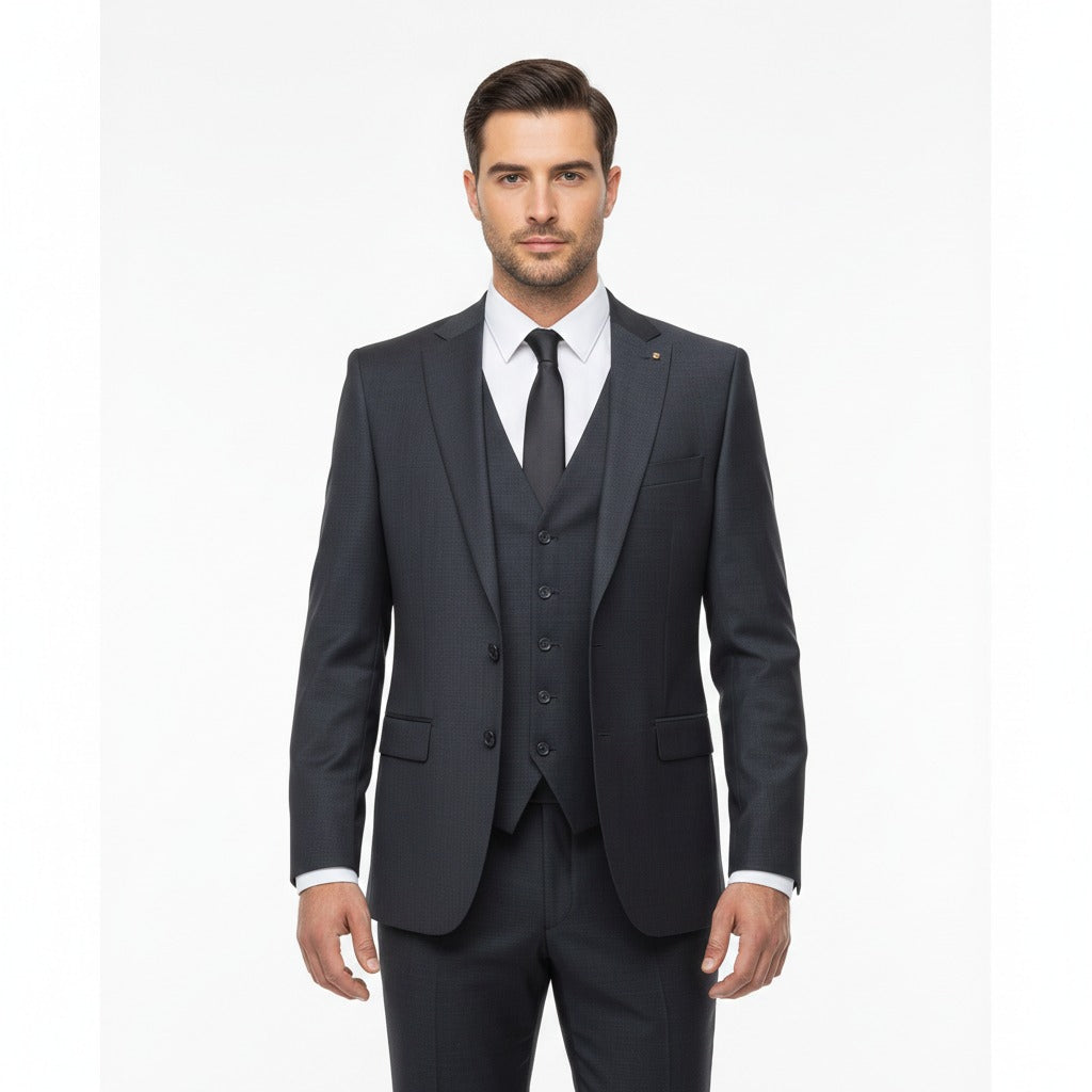 Graphite Anthracite Twill – Executive 3-Piece Suit-suits-VogueNThreads
