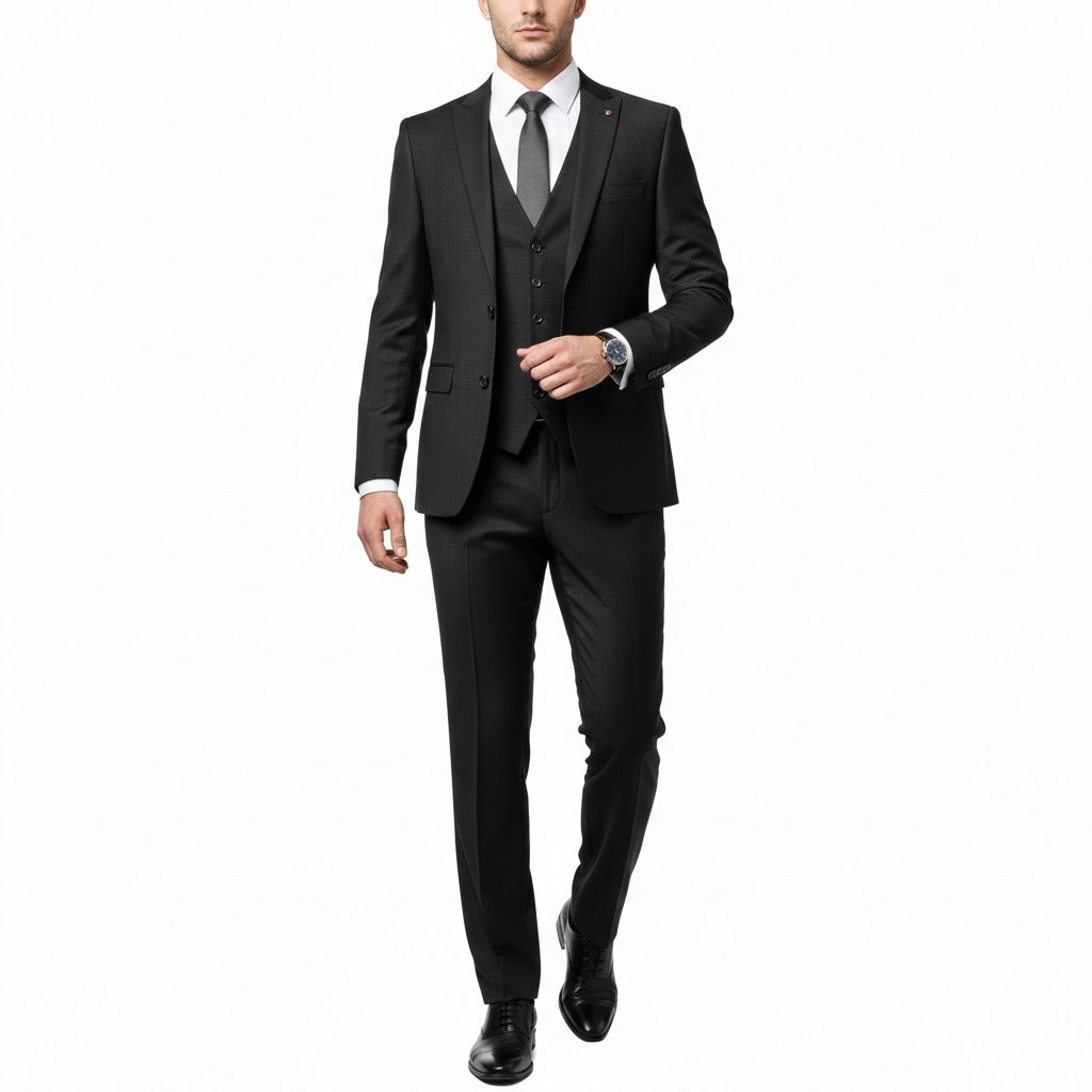 Obsidian Charcoal – Executive 3-Piece Suit-suits-VogueNThreads