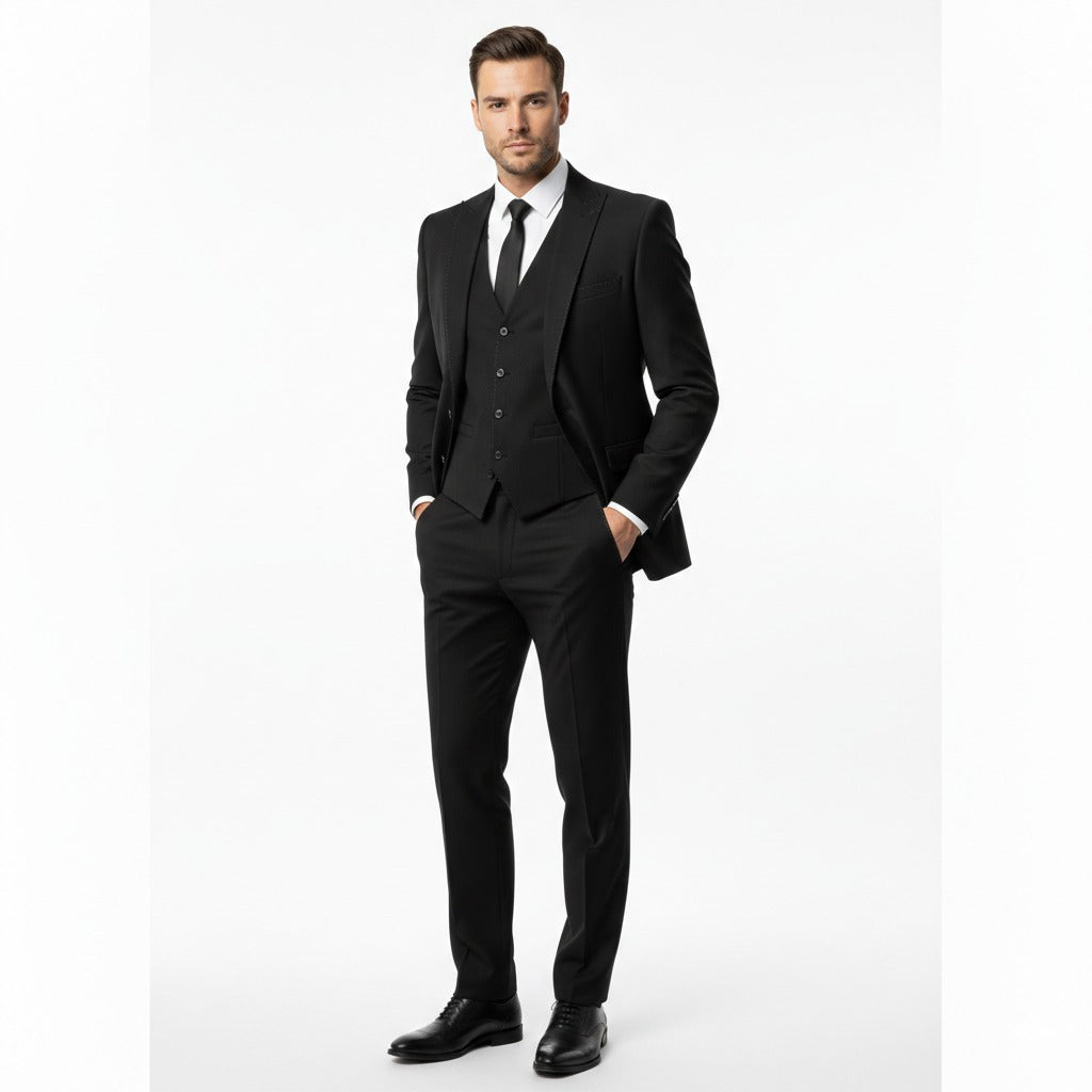 Onyx Obsidian Black – Executive 3-Piece Suit-suits-VogueNThreads