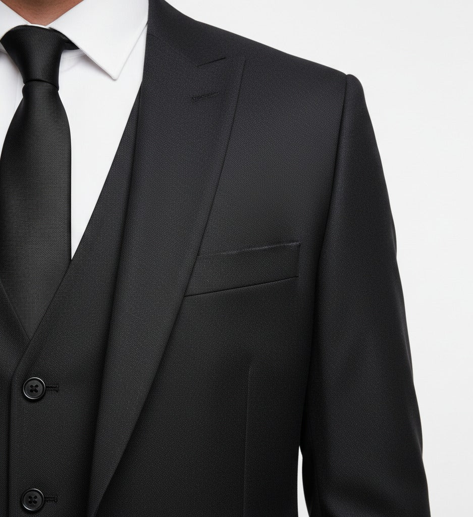 Onyx Obsidian Black – Executive 3-Piece Suit-suits-VogueNThreads