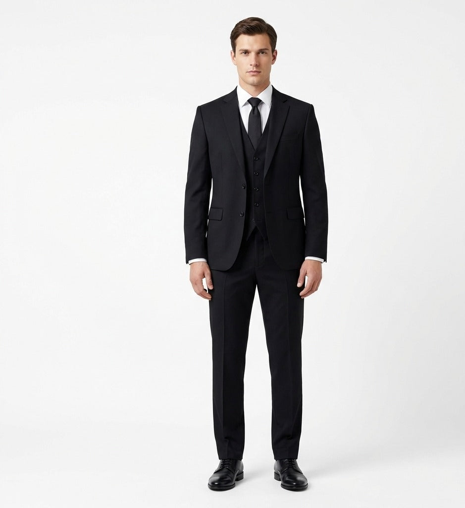 Onyx Obsidian Black – Executive 3-Piece Suit-suits-VogueNThreads