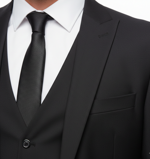 Premium Charcoal 3-Piece Tailored Suit – Slim Fit Poly-Viscose-suits-VogueNThreads