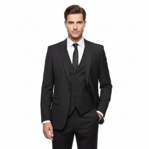Premium Charcoal 3-Piece Tailored Suit – Slim Fit Poly-Viscose-suits-VogueNThreads