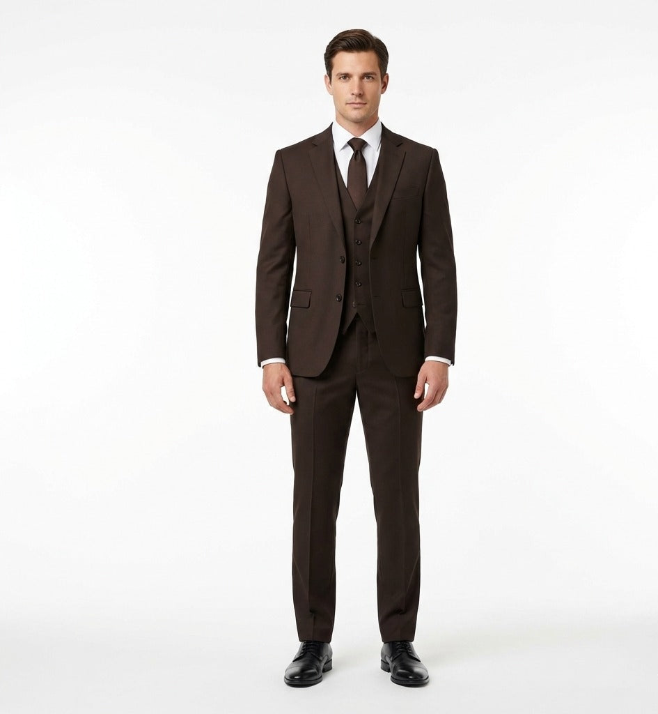 Roasted Espresso Heritage 3-Piece Suit-suits-VogueNThreads