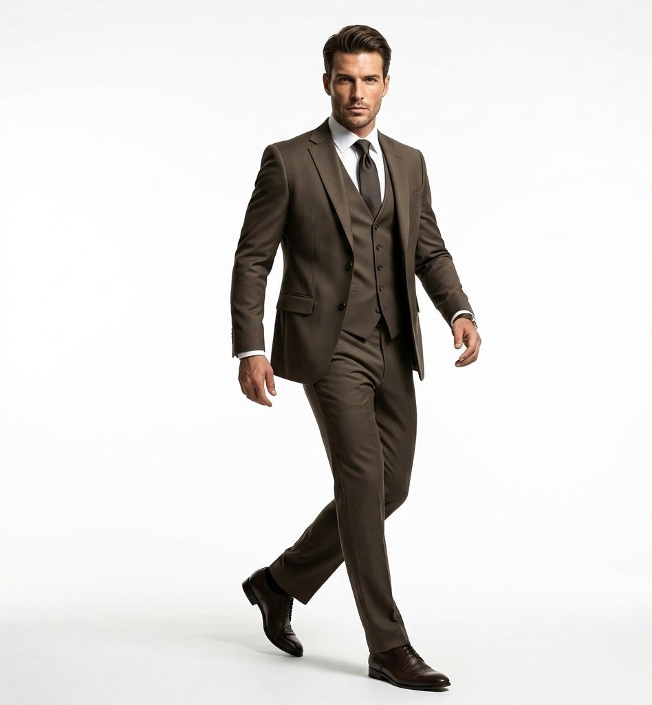 Roasted Espresso Twill – Executive 3-Piece Suit-suits-VogueNThreads