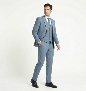 Signature Horizon Blue Tailored Suit | 3-Piece Formal Ensemble-suits-VogueNThreads