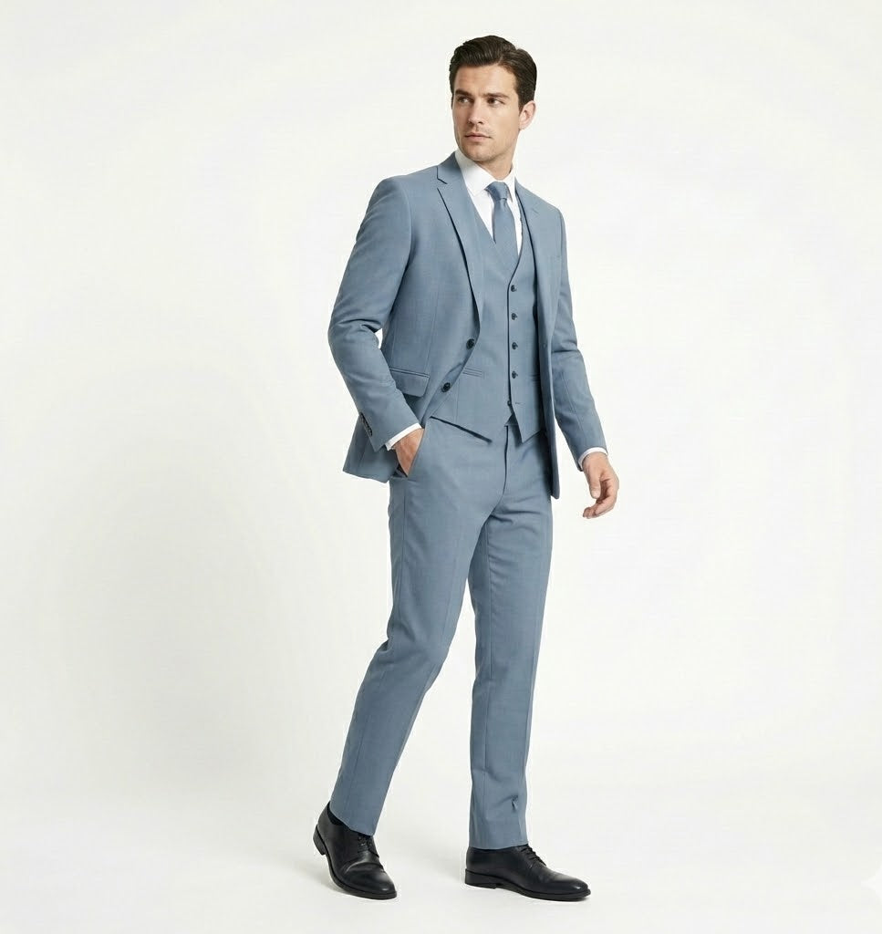 Signature Horizon Blue Tailored Suit | 3-Piece Formal Ensemble-suits-VogueNThreads