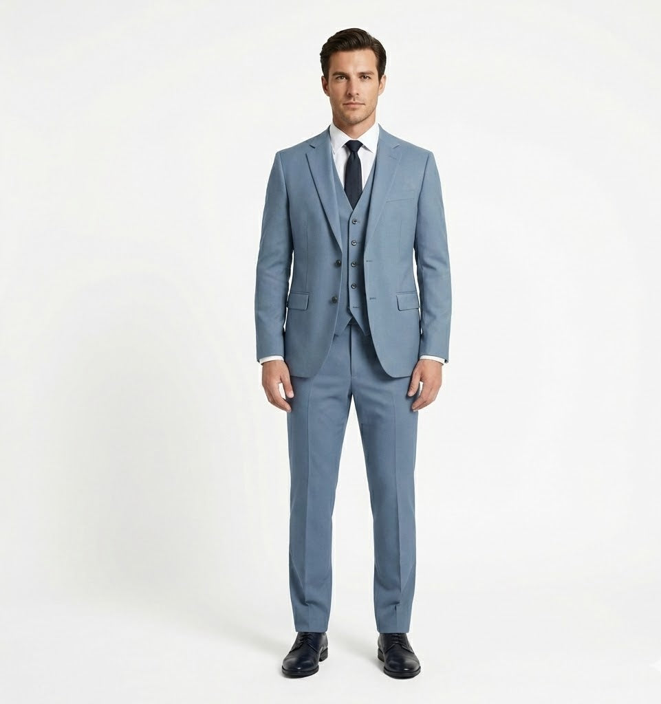 Signature Horizon Blue Tailored Suit | 3-Piece Formal Ensemble-suits-VogueNThreads