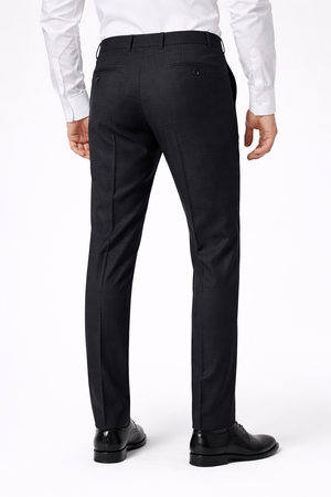 Slim Fit Black Texture Stretch Trousers-Trousers-VogueNThreads