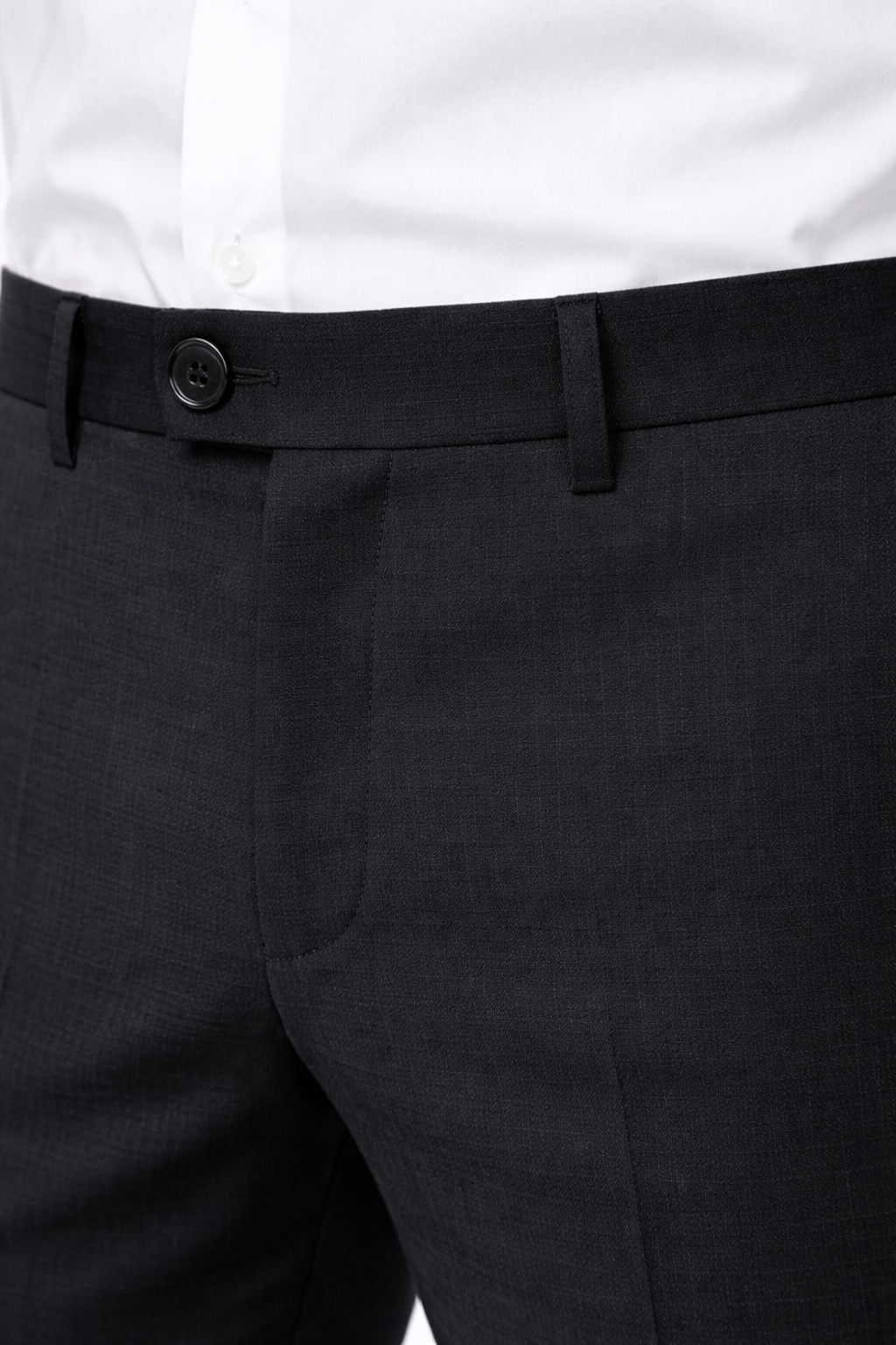 Slim Fit Black Texture Stretch Trousers-Trousers-VogueNThreads