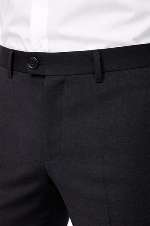 Slim Fit Black Texture Stretch Trousers-Trousers-VogueNThreads