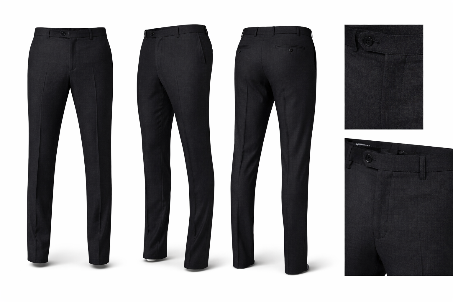 Slim Fit Black Texture Stretch Trousers-Trousers-VogueNThreads