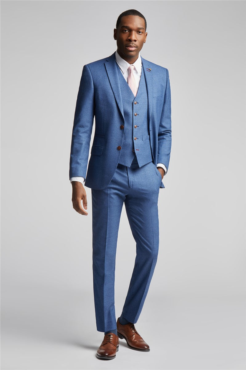 Slim Fit Blue Suit with Textured Finish-VogueNThreads