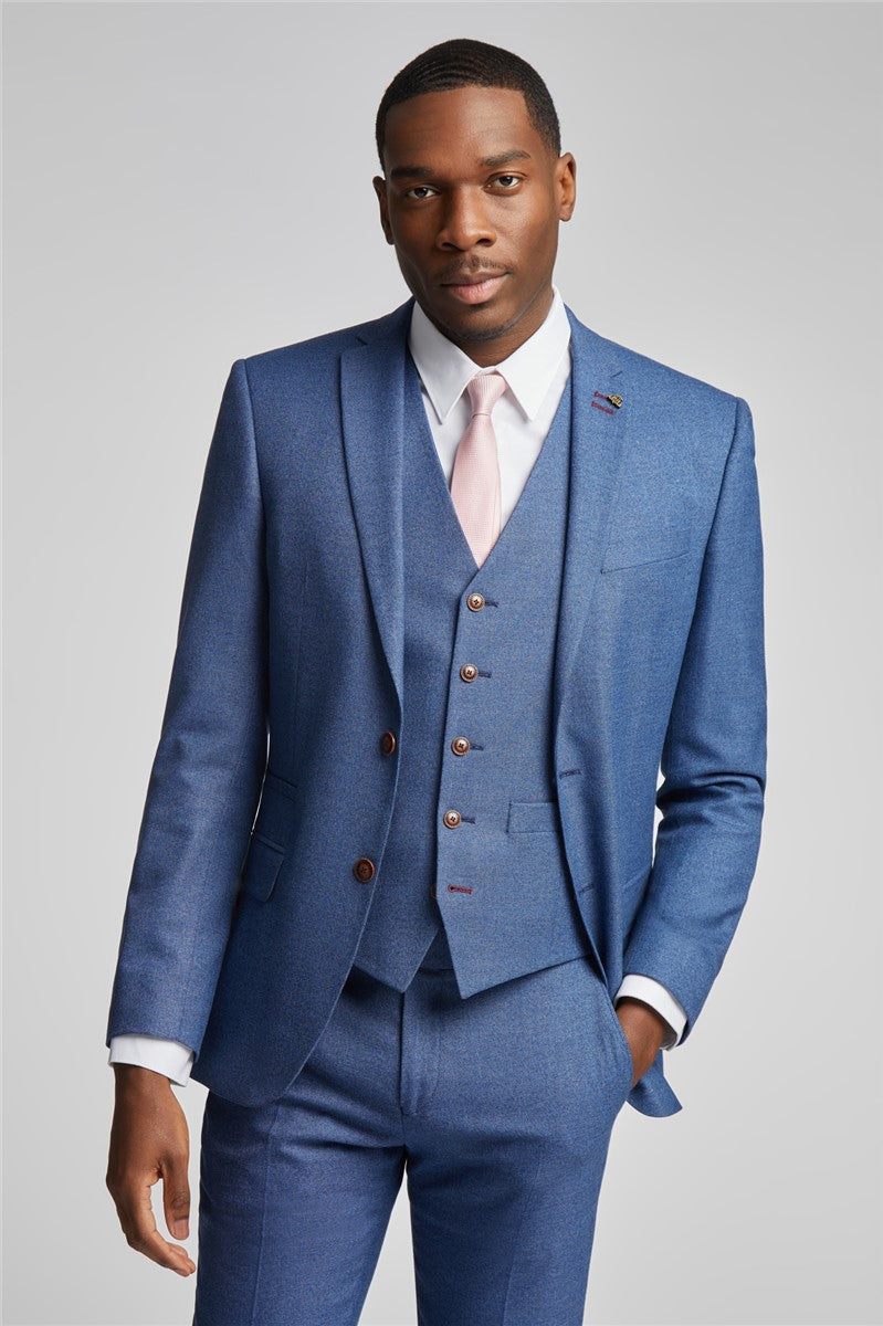 Slim Fit Blue Suit with Textured Finish-VogueNThreads