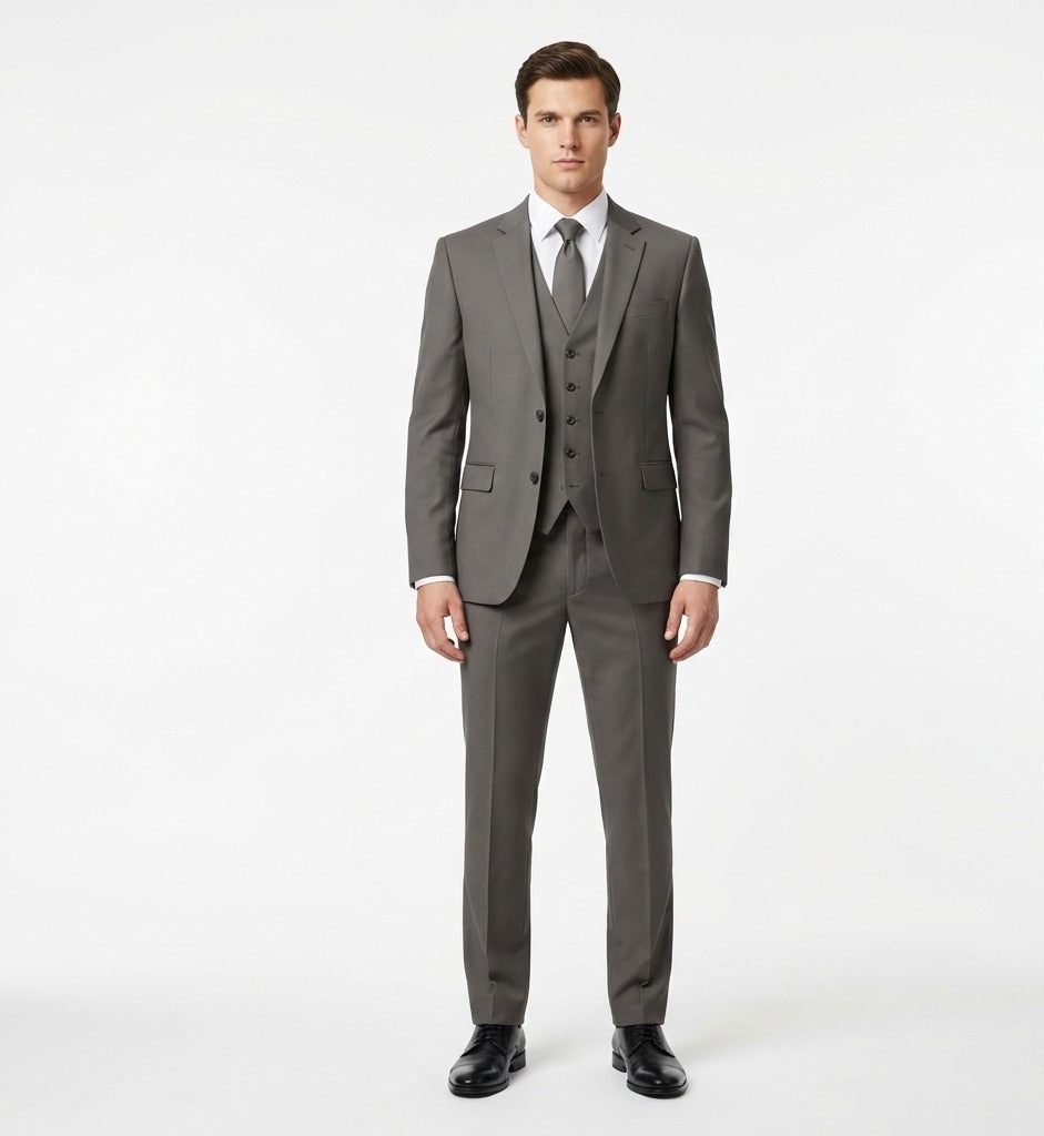 Steel Slate Twill – Executive 3-Piece Suit-suits-VogueNThreads