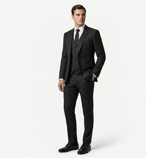 The Midnight Charcoal 3-Piece Suit | Premium Polyviscose Formal Set-suits-VogueNThreads