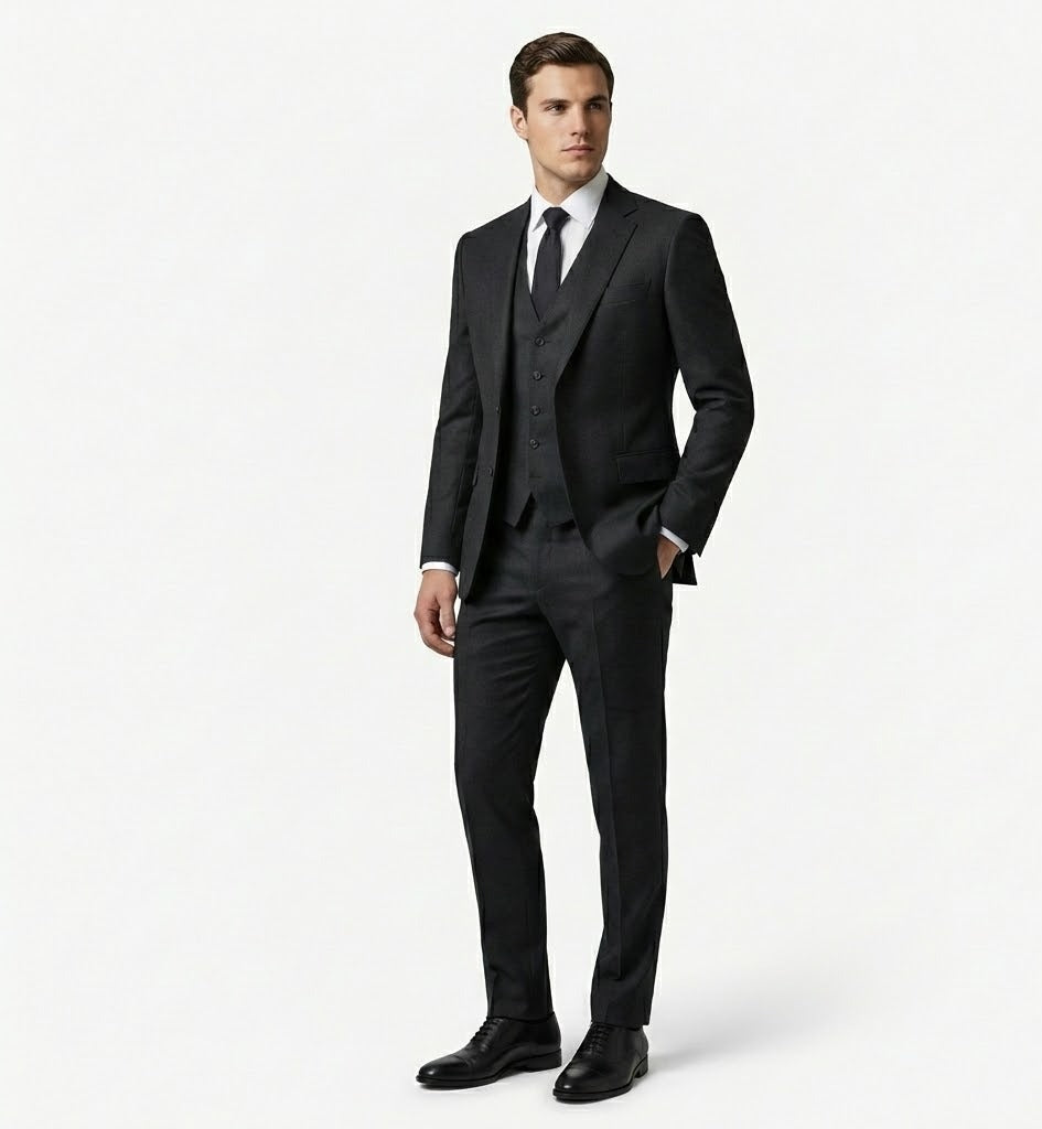 The Midnight Charcoal 3-Piece Suit | Premium Polyviscose Formal Set-suits-VogueNThreads